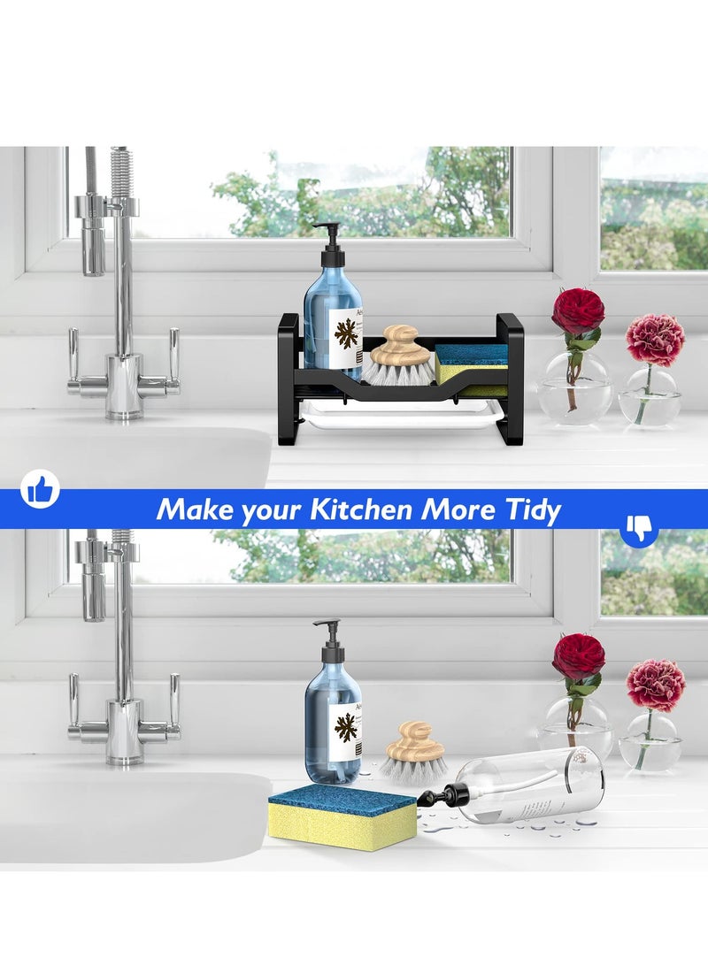 Barakah Kitchen Sink Caddy Organizer, 304 Stainless Steel Sponge  Holder for Sink Countertop with Removable Drain Tray for Dishes, Knives, Spoons, and Forks - Image 5