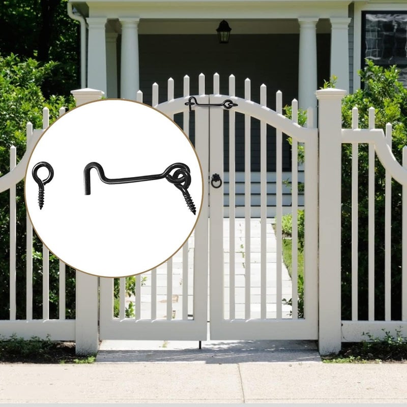 Sdstone Cabin Swivel Hook and Eye Latch for Gate, Door, Window - Carbon Steel, 2 inch, 5 Pack with Mounting Screws - Image 4
