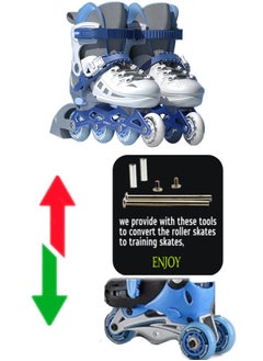 Draxon Roller Skates For Kids Adjustable With Light Up Wheels And Tools To Convert It To Training Skates Fun Illuminating For Boys Girls Rollerskates For Kids Beginners, Suitable For Indoor Outdoor (Model-309-Blue )  - Image 5