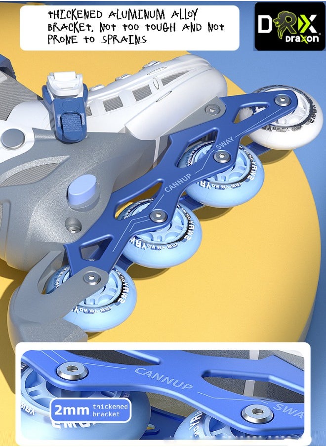 Draxon - Roller Skates For Kids Adjustable With Light Up Wheels And Tools To Convert It To Training Skates Fun Illuminating For Boys Girls Rollerskates For Kids Beginners, Suitable For Indoor Outdoor (Model-309-Blue ) - Image 1