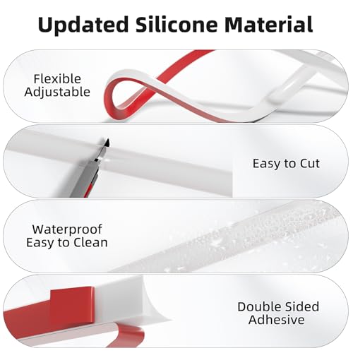 cuysfead 9.8' Flexible Quarter Round Molding, Peel and Stick Shoe Molding Baseboard,Selfadhesive Corner Trim for Wall Floor Edge, Bendable Rubber Trim for Stair,Countertop,Backsplash, Bathroom Bathtub (White) - Image 3