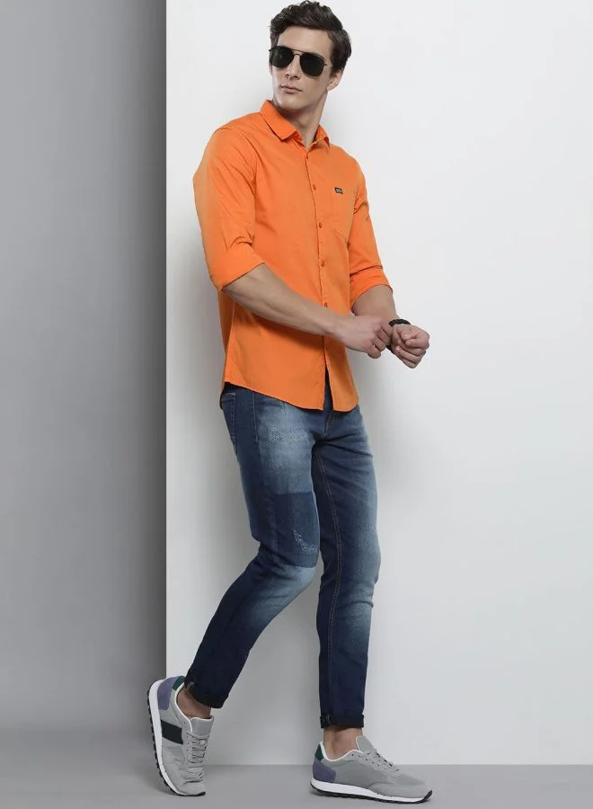 The Indian Garage Co Men Slim Fit Solid Full Sleeves Spread Collar Casual Shirt