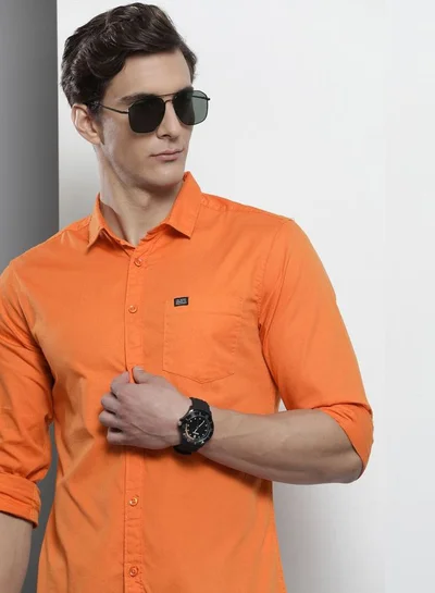 The Indian Garage Co Men Slim Fit Solid Full Sleeves Spread Collar Casual Shirt
