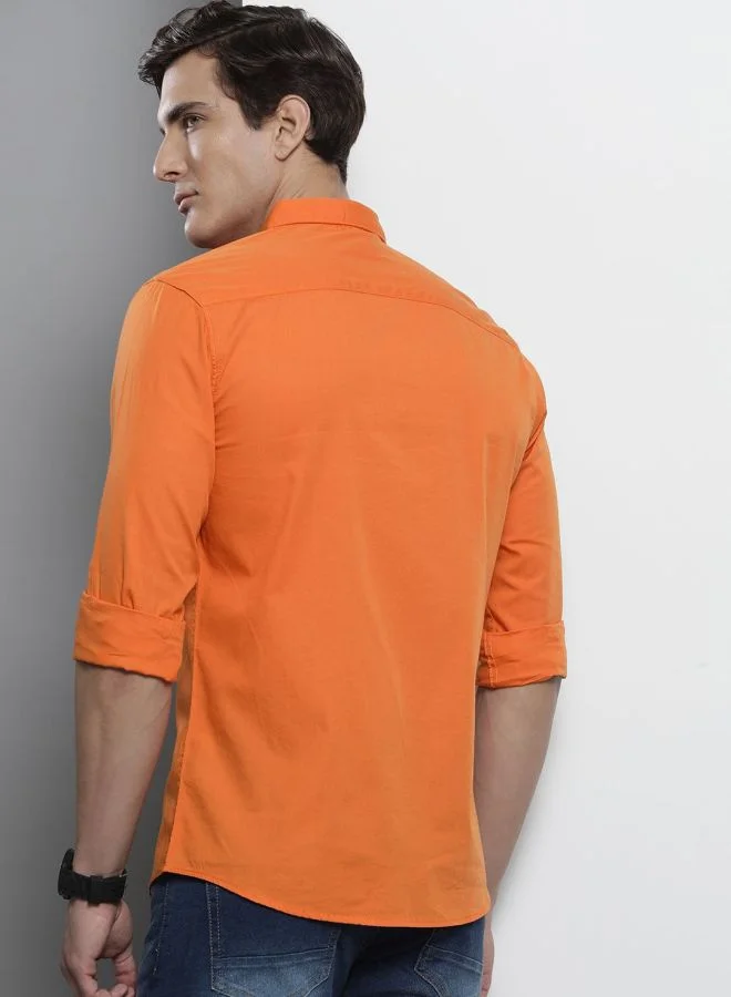 The Indian Garage Co Men Slim Fit Solid Full Sleeves Spread Collar Casual Shirt