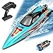 Levhorzn 34MPH Brushless RC Boat for Adults Kids with 2 Rechargable Batteries Large 19 Remote Control Boat Toy HJ816 Rc Speed Boats for Lakes Rivers Cyan - Image 3
