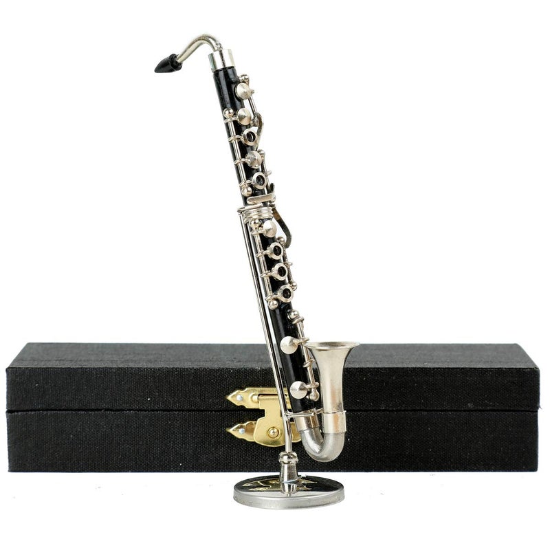 Dselvgvu Miniature Bass Clarinet with Stand and Case Mini Musical Instrument Replica Collectible Figurines Dollhouse Accessories Model Home Decorations Display Ornaments 512 Bass Clarinet - Image 3