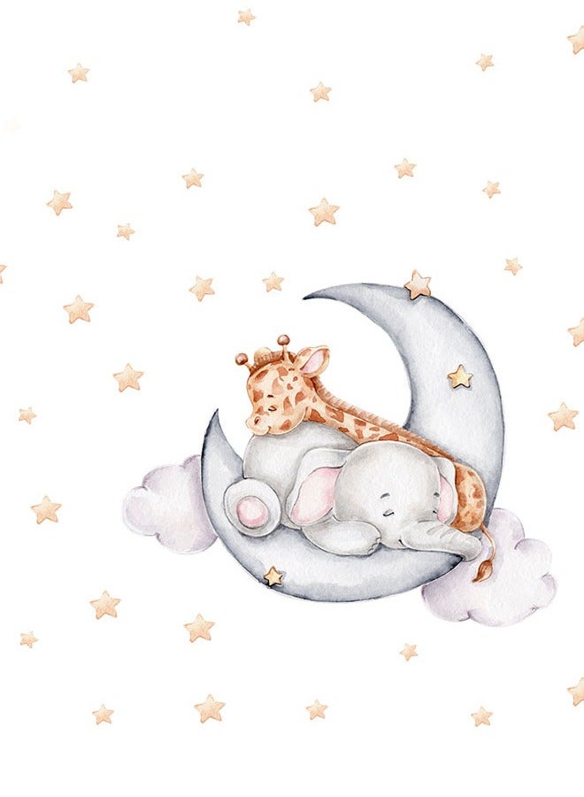 كارتون فيل كرتوني زرافة زرافة نجوم قمر ليلة سعيدة روضة أطفال ملصقات حائط لتجميل حائط غرفة نوم الأطفال في رمضان - Image 1
