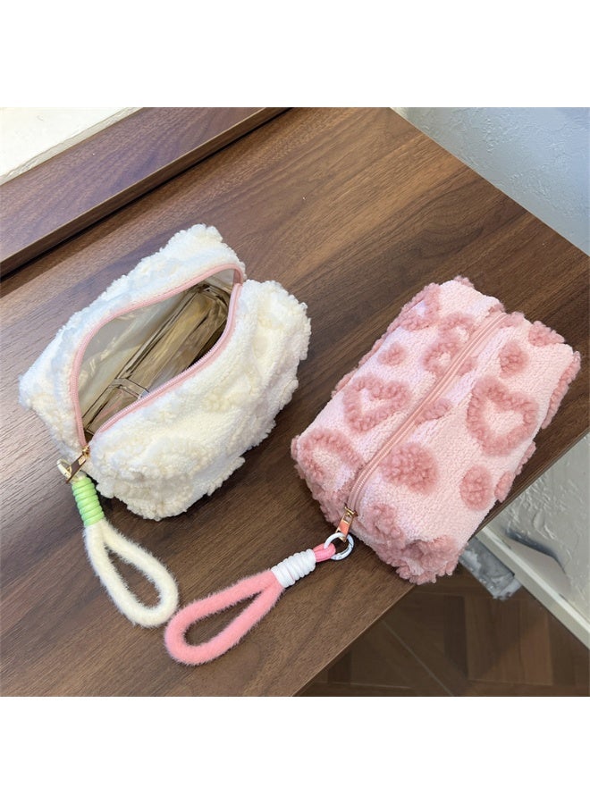 KHAJUL Beige Pillow Cosmetic Bag, Large Soft Quilted Makeup Pouch, Elegant Travel Organizer for Women - Image 3