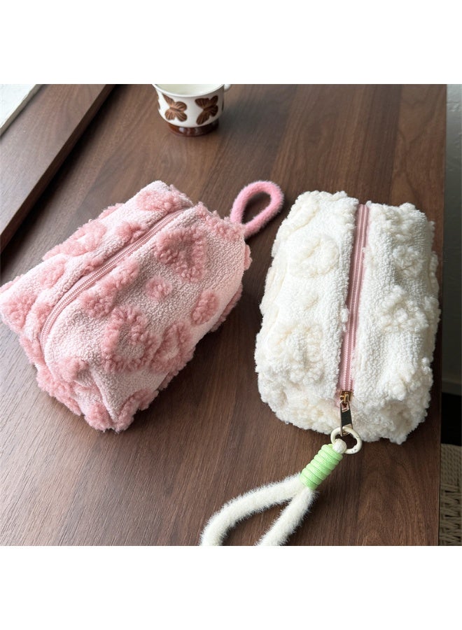 KHAJUL Beige Pillow Cosmetic Bag, Large Soft Quilted Makeup Pouch, Elegant Travel Organizer for Women - Image 2