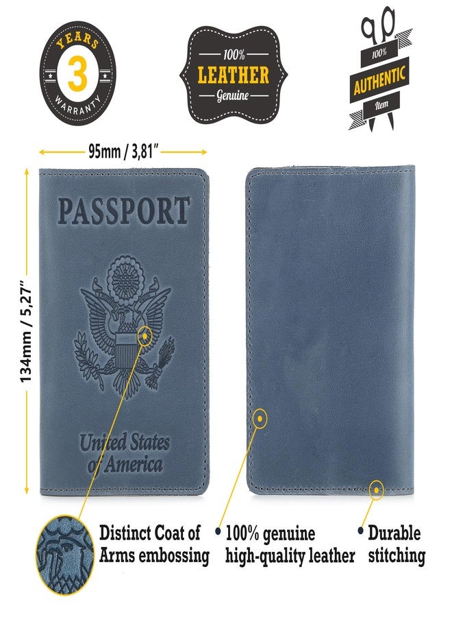 Shvigel Leather Passport Cover - Holder - for Men & Women - Passport Case (Light Blue Vintage) - Image 2