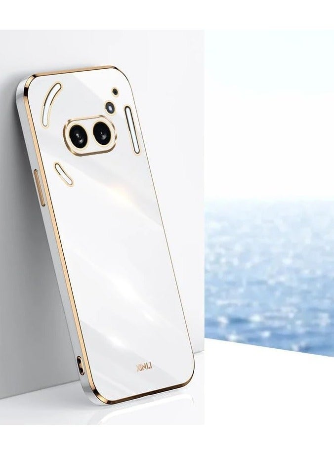 غطاء متوافق مع هاتف Nothing Phone (2a) Plus 5G، غلاف هاتف مرن من TPU مع إطار مغطى بطبقة معدنية، يوفر حماية فائقة النحافة مع حاجز مضاد للصدمات. - Image 1