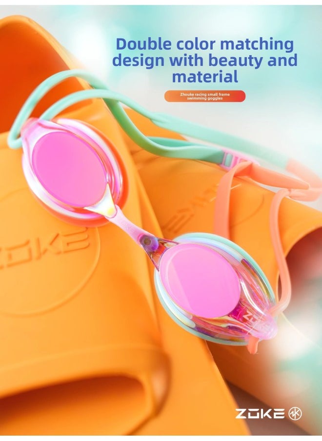 Generic Boyfriend Swimming Professional Training Racing Swimming Goggles Adult Children Boys And Girls Swimming Goggles HD Waterproof Anti-Fog-Color:Black And Blue Coating (competitive Small Frame With Anti-fog Agent) - Flat Light  - Image 2