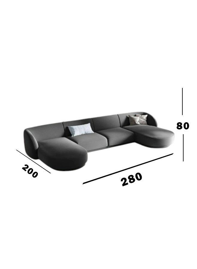 هوم جويز كنبة زاوية بلسش رويال خشب سويدي - مخمل- تصميم على شكل حرف U - أسود - Image 3