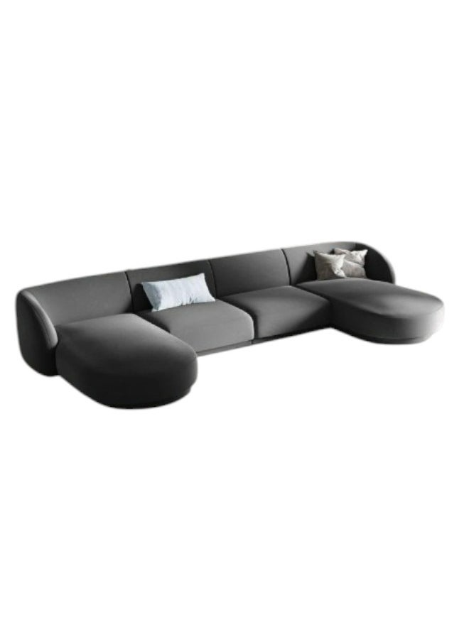 هوم جويز كنبة زاوية بلسش رويال خشب سويدي - مخمل- تصميم على شكل حرف U - أسود - Image 2