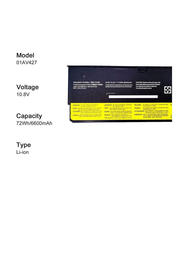 Terabyte بطارية متوافقة 45N1128 68+ لجهاز Lenovo THinkPad X240 X250 X260 X270 W550 W550s L450 L460 L470 P50s T440 T440s T450 T450s 45N1125 45N1128 45N1129 45N1130 45N1132 10.8V - Image 2
