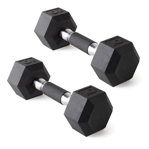 CAP Barbell 10 LB Rubber Coated Hex Dumbbell Hand Weight with Padded Grip - Pair | Comfort Grip - Image 1