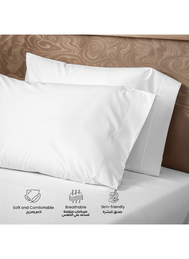 Rest 3-Piece White Plush 200x220  Flat Bedsheet Set Includes 1 Deep Pocket Flat Bedsheet and 2 Pillow Covers, Breathable and Machine Washable  - Image 3
