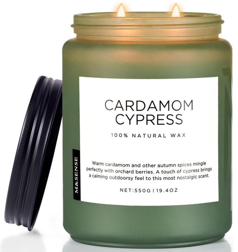 M&Sense Spice Cardamom Cypress Large Soy Candles For Home Scented 2 Wick Large Soy Natural Candles 19.4Oz 110 Hours Long Lasting Slow Burning  Christmas Holiday Woody Scented Winter Gifts - Image 1