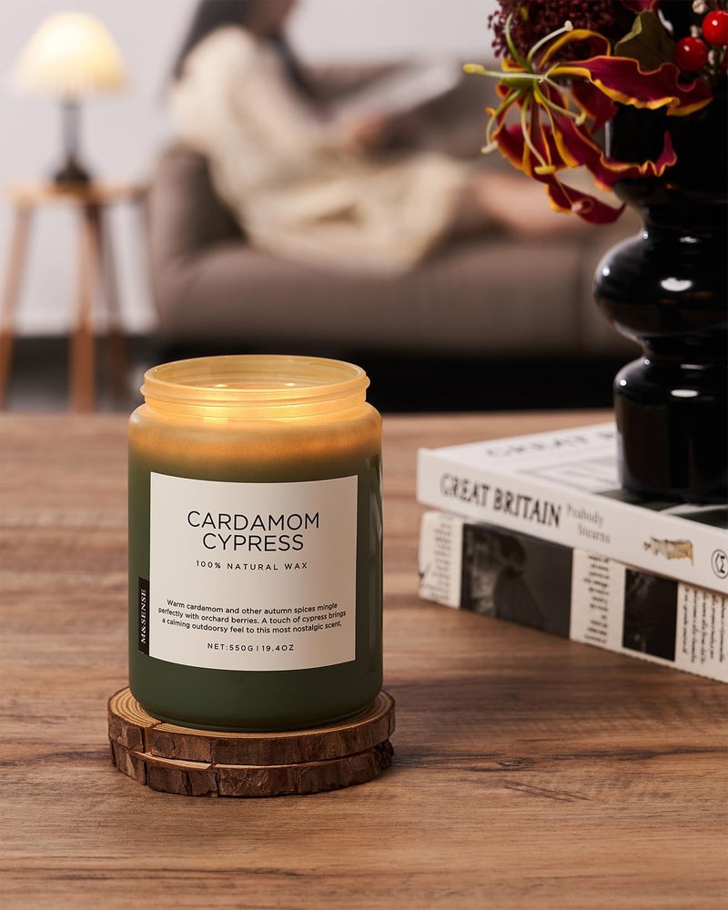 M&Sense Spice Cardamom Cypress Large Soy Candles For Home Scented 2 Wick Large Soy Natural Candles 19.4Oz 110 Hours Long Lasting Slow Burning  Christmas Holiday Woody Scented Winter Gifts - Image 5