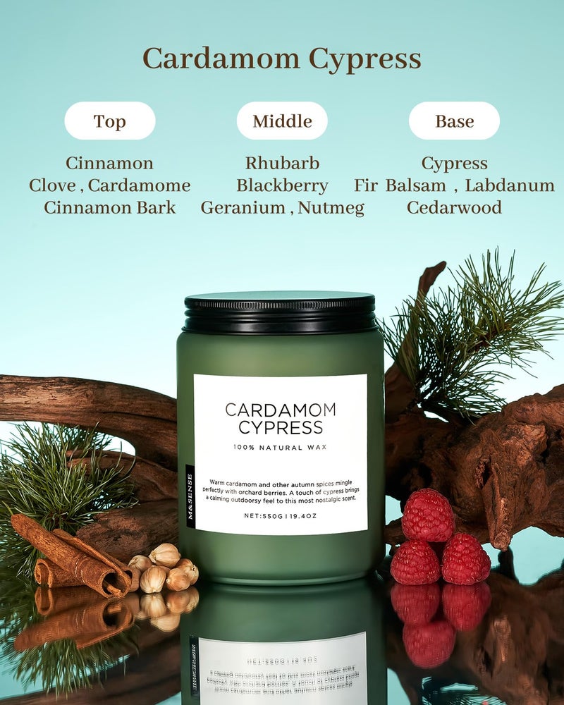 M&Sense Spice Cardamom Cypress Large Soy Candles For Home Scented 2 Wick Large Soy Natural Candles 19.4Oz 110 Hours Long Lasting Slow Burning  Christmas Holiday Woody Scented Winter Gifts - Image 2