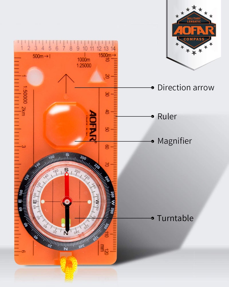 AOFAR Orienteering Compass AF-5C for Hiking, Boy Scout Compass for Kids - Professional Field Compass for Map Reading,Navigation and Survival Lightweight - Mini Camping Compass - Image 2