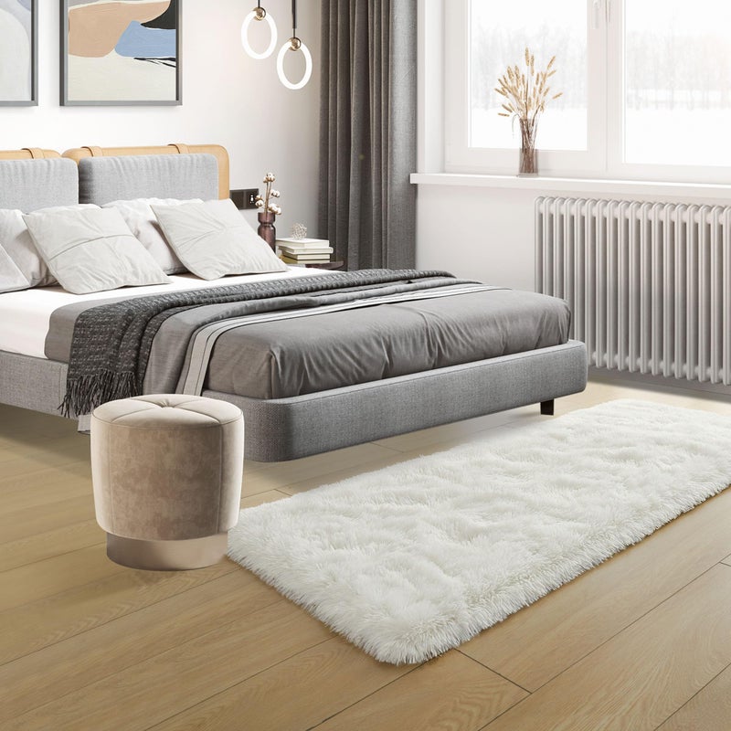 Tepook Soft Runner Rugs for Bedroom 2x6 ft with Rubber Backing  Cream Fluffy Rugs for Living Room  Shag Bedside Rug Fuzzy Plush Carpet for Room  Area Rug for Dorm Nursery Hallway Indoor Home Decor - Image 4