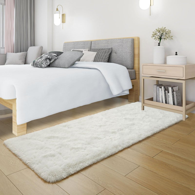 Tepook Soft Runner Rugs for Bedroom 2x6 ft with Rubber Backing  Cream Fluffy Rugs for Living Room  Shag Bedside Rug Fuzzy Plush Carpet for Room  Area Rug for Dorm Nursery Hallway Indoor Home Decor - Image 3
