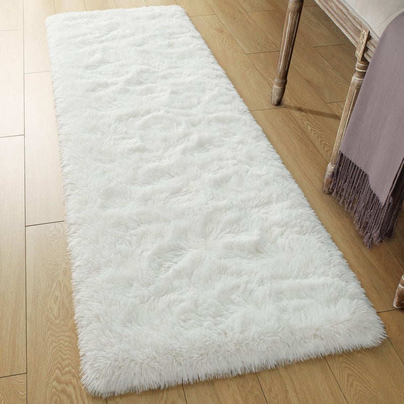 Tepook Soft Runner Rugs for Bedroom 2x6 ft with Rubber Backing  Cream Fluffy Rugs for Living Room  Shag Bedside Rug Fuzzy Plush Carpet for Room  Area Rug for Dorm Nursery Hallway Indoor Home Decor - Image 2