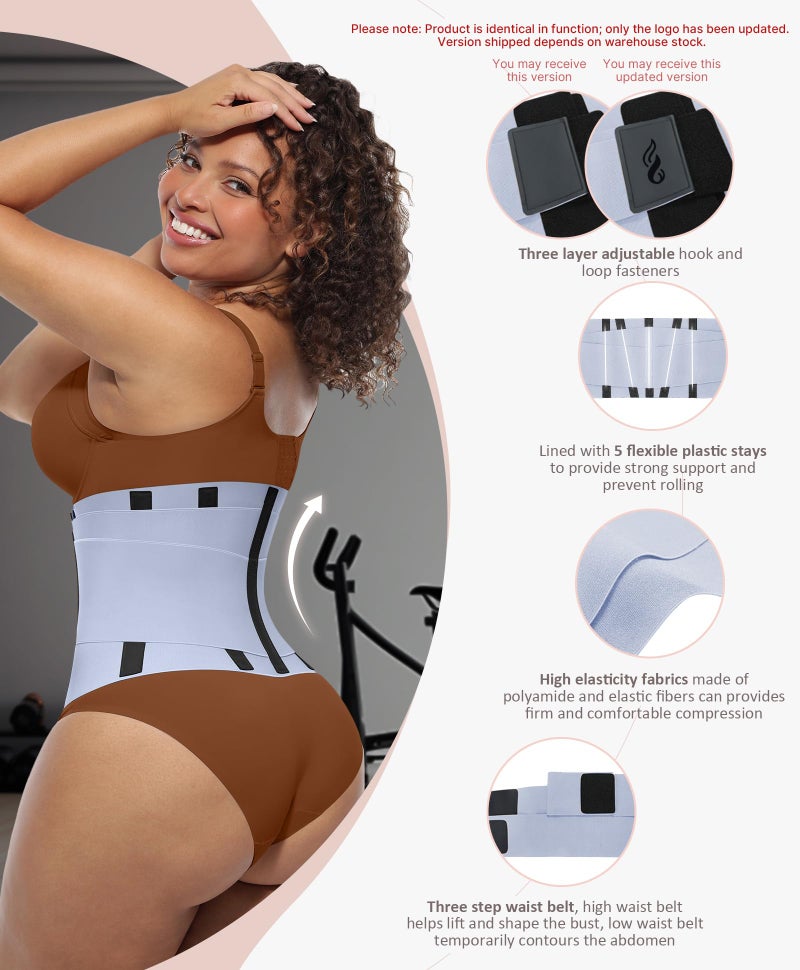 FeelinGirl Workout Waist Trainer Underbust Girdle Corsets Cincher Hourglass Corset Body Shaper for Women Slate Blue L - Image 2