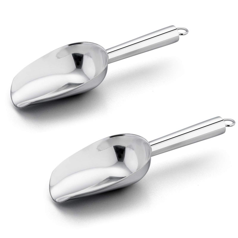 مجموعة مغرفة ثلج سعة 8 أونصات من إيفار، مغرفتان من الفولاذ المقاوم للصدأ للثلج، الحلوى، الدقيق، السكر، مغارف معدنية متعددة الاستخدامات للحفلات، الخبز، المطبخ، المخزن، مقاومة للصدأ، آمنة للغسل في غسالة الصحون