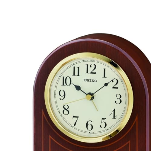 Seiko Classic Vertical Brown Wooden Analog Home/Office Decor English Numbers Alarm Desk/Table Top Clock (Size: 14 x 5.8 x 17.8 CM | Weight: 550 gram | Color: Brown) QXE057B - Image 4