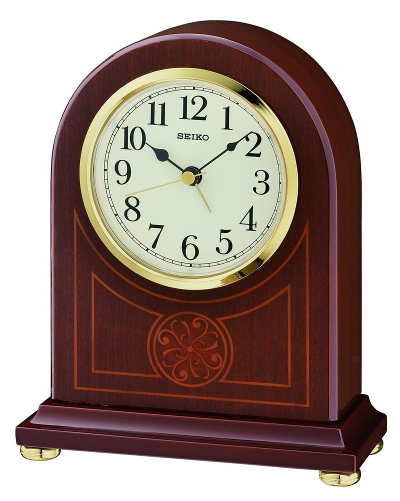 Seiko Classic Vertical Brown Wooden Analog Home/Office Decor English Numbers Alarm Desk/Table Top Clock (Size: 14 x 5.8 x 17.8 CM | Weight: 550 gram | Color: Brown) QXE057B - Image 5