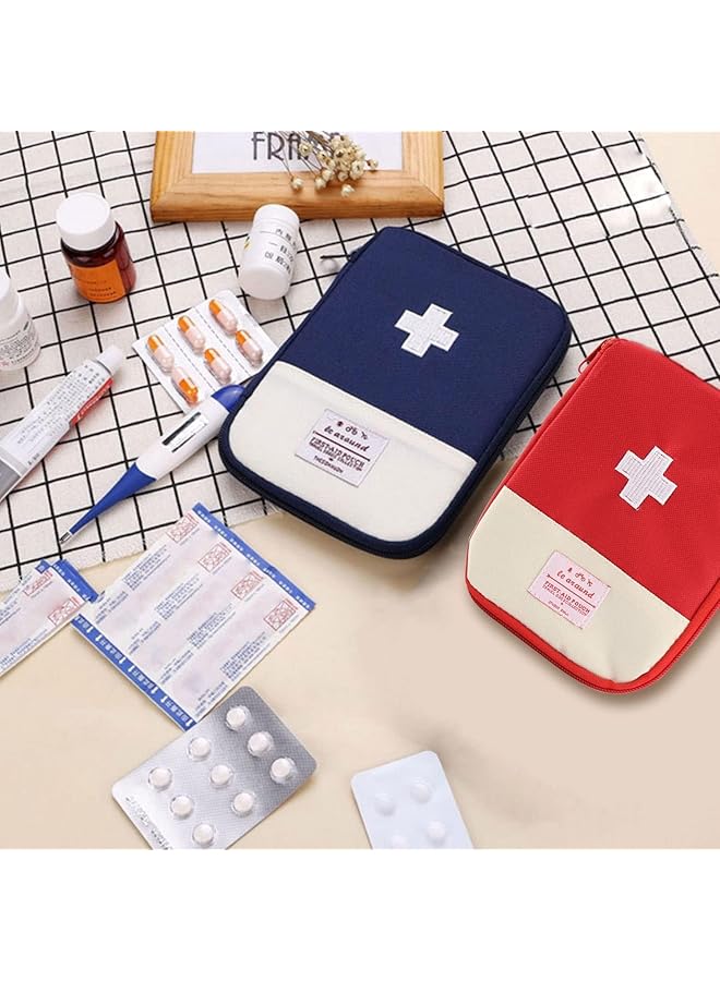 Khazna Mini First Aid Kit Empty First Aid Bag Mini Portable Medical Bag First Aid Pouch for Car Cycling Marathon Running Outdoor Camping Hiking Travel Emergency (Red +Blue) - Image 5