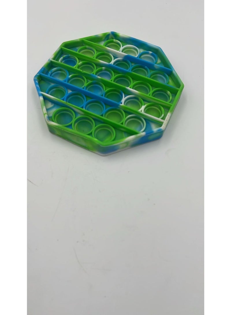 ToySchool Push Bubbles Pop Fidget Hexagon Shape Green Blue 5 inch - Image 4