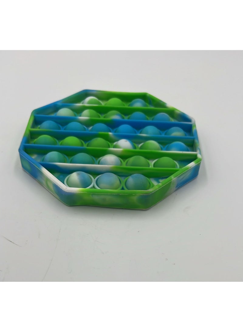 ToySchool Push Bubbles Pop Fidget Hexagon Shape Green Blue 5 inch - Image 3