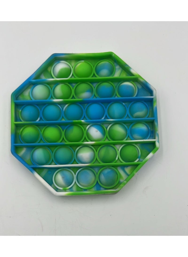ToySchool Push Bubbles Pop Fidget Hexagon Shape Green Blue 5 inch - Image 2