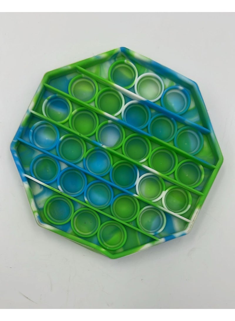 ToySchool Push Bubbles Pop Fidget Hexagon Shape Green Blue 5 inch - Image 5