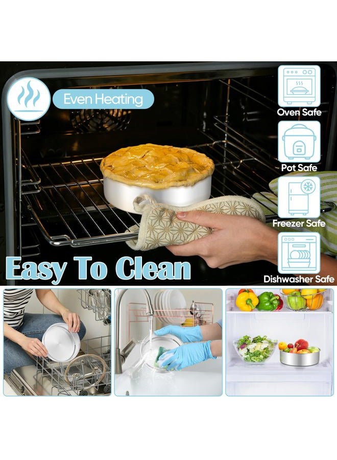 TeamFar 6 Inch Cake Pan, 2 Pcs Round Tier Cake Pan Set Stainless Steel for Baking Steaming Serving, Fit in Oven Pot Air Fryer, Healthy & Heavy Duty, Mirror Finish & Easy Clean, Dishwasher Safe - Image 5