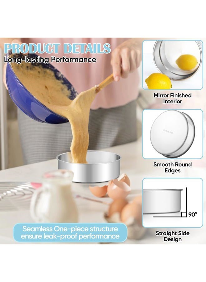 TeamFar 6 Inch Cake Pan, 2 Pcs Round Tier Cake Pan Set Stainless Steel for Baking Steaming Serving, Fit in Oven Pot Air Fryer, Healthy & Heavy Duty, Mirror Finish & Easy Clean, Dishwasher Safe - Image 4
