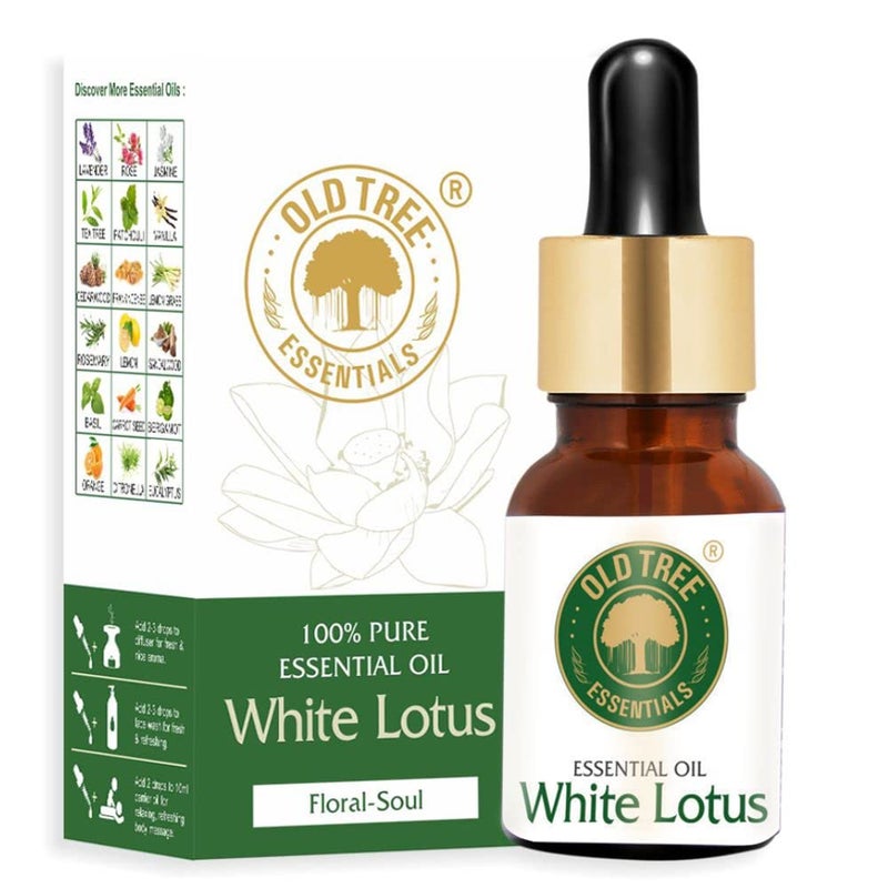 Old Tree Old Tree White Lotus Essential Oil for Women 15ml Lotus Flower Oil with Dropper for Face Glowing Skin and Home Fragrance Massage Oil for Relaxation and Soothing Skin  - Image 1