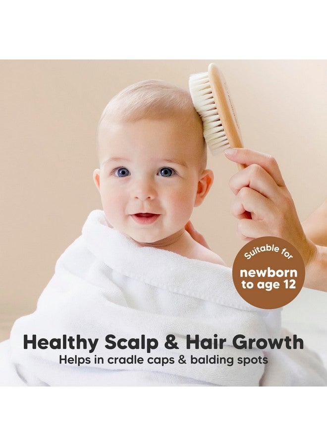 KeaBabies Baby Hair Brush and Comb Set for Newborn - Wooden Baby Hair Brush Set with Soft Goat Bristle, Baby Brush Set for Newborns Baby Brush and Comb Set Girl, Boy, Toddler Cradle Cap Brush (Oval, Walnut) - Image 2