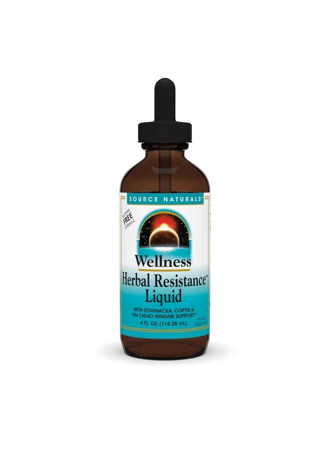 Source Naturals Wellness Herbal Resistance Liquid with Echinacea, Coptis, and Yin Chiao, Immune Support* - Alcohol Free - 4 Fliud Oz - Image 1