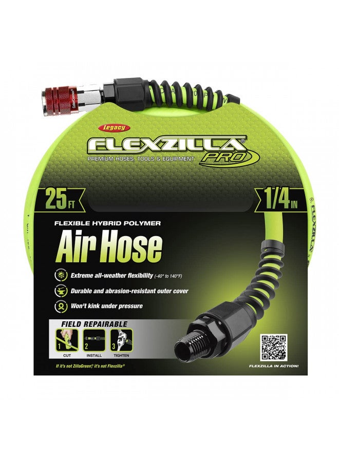 Flexzilla Flexzilla Pro Air Hose with ColorConnex Industrial Type D Coupler and Plug, 1/4 in. x 25 ft. - HFZP1425YW2-D - Image 2