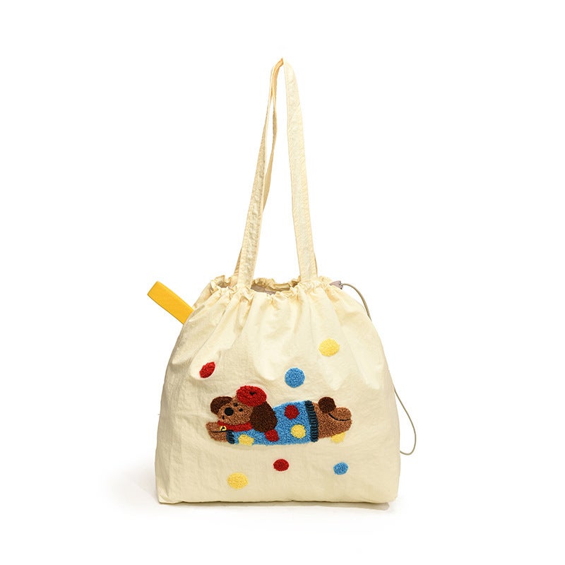 Cute Cartoon Embroidered All-Match Artistic Shoulder Crossbody Bag Instagram Style Large Capacity Commuter Shoulder Bag Tote Bag For Women - Image 1
