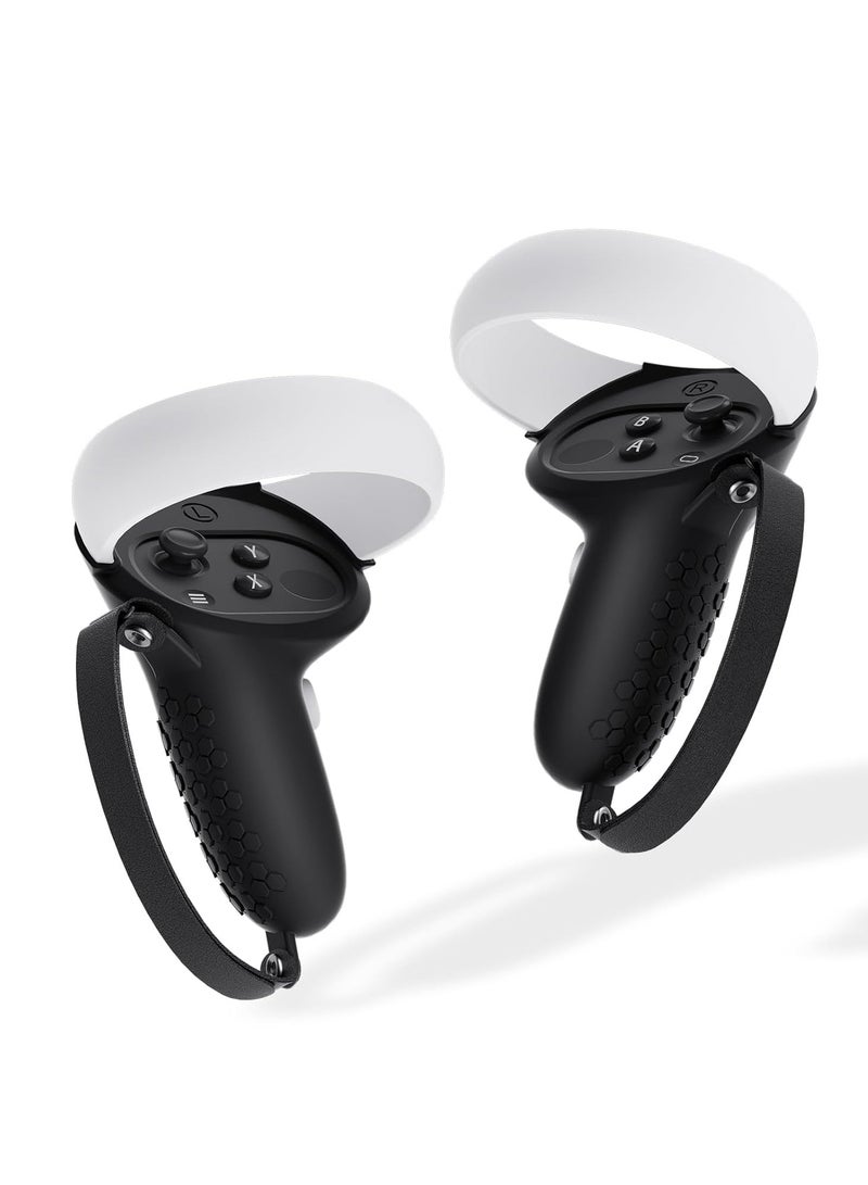 تحكم قبضة الغطاء ، عدم الانزلاق الملمس Oculus Quest 2 - فر التبعي متوافق مع ميتا كويست 2 ، سيليكون تحكم قبضة الغطاء مع تعديل مفصل حزام - Image 1
