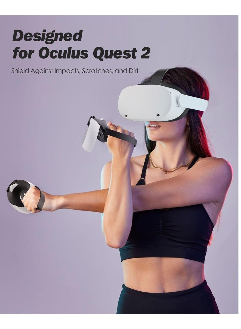 تحكم قبضة الغطاء ، عدم الانزلاق الملمس Oculus Quest 2 - فر التبعي متوافق مع ميتا كويست 2 ، سيليكون تحكم قبضة الغطاء مع تعديل مفصل حزام - Image 2