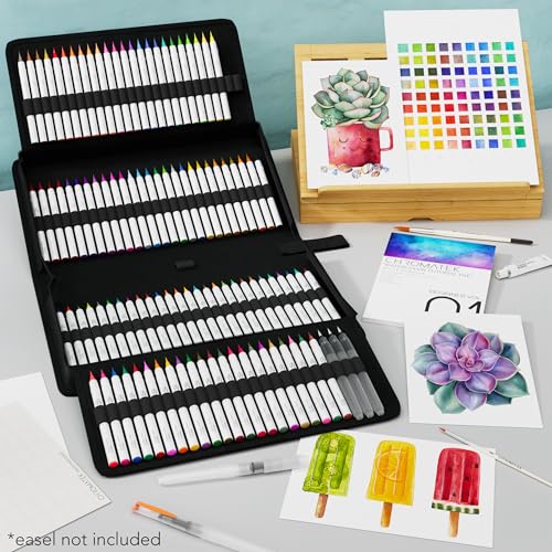 CHROMATEK 108 Watercolor Pens Set | Including 15 Page Pad & Online Video Tutorial Series | 5 Aquapens & 100 Unique Colors | Real Brush Pens | Easily Blendable, Vivid and Smooth - Image 2