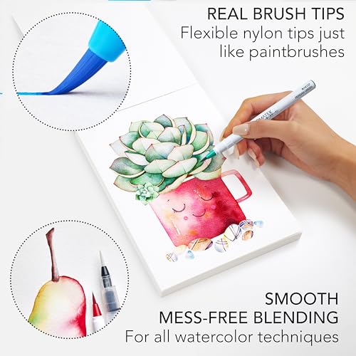 CHROMATEK 108 Watercolor Pens Set | Including 15 Page Pad & Online Video Tutorial Series | 5 Aquapens & 100 Unique Colors | Real Brush Pens | Easily Blendable, Vivid and Smooth - Image 4