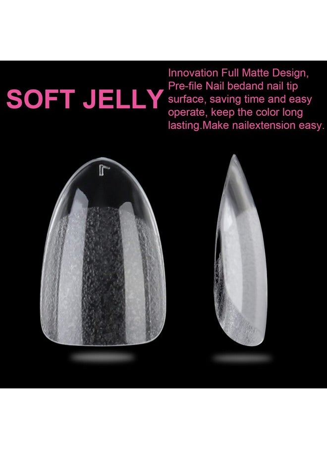 UNA GELLA UNA GELLA Short Oval Almond Fake Nails 504pcs Press on Nails Pre-shape Short Almond Round Gel Nail Tips for Full Cover Acrylic False Nails For Nail Extension Home DIY Salon 12 Sizes False Gelly Tips  - Image 4