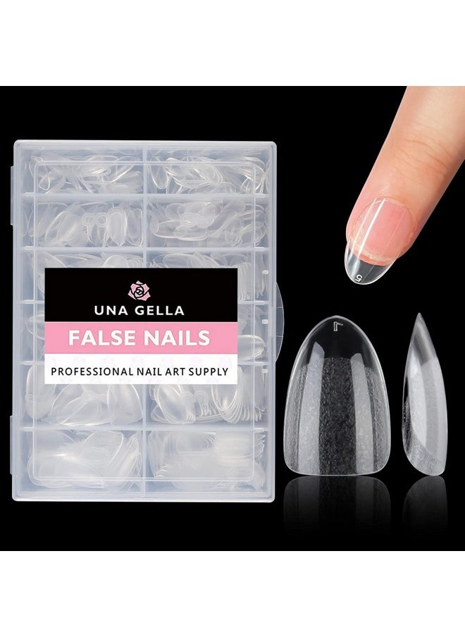 UNA GELLA UNA GELLA Short Oval Almond Fake Nails 504pcs Press on Nails Pre-shape Short Almond Round Gel Nail Tips for Full Cover Acrylic False Nails For Nail Extension Home DIY Salon 12 Sizes False Gelly Tips  - Image 1
